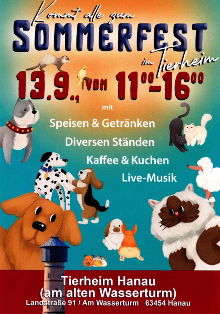 Sommerfest am 13.09.2026 im Tierheim Hanau